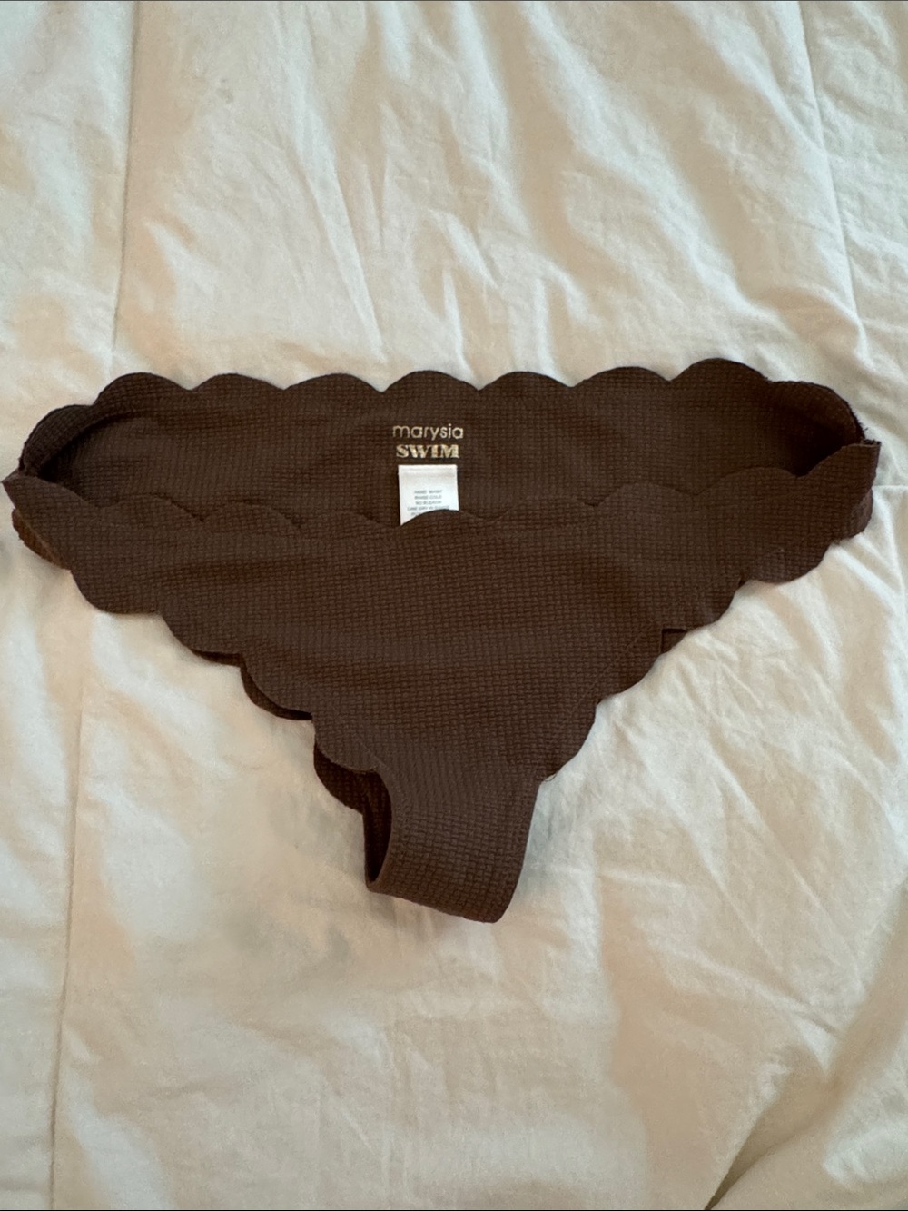 Marysia Swim Scalloped Bikini Bottom in Brown